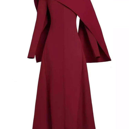 Backless Evening Gown with Long Sleeves and Unique Patchwork for Women