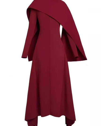 Backless Evening Gown with Long Sleeves and Unique Patchwork for Women