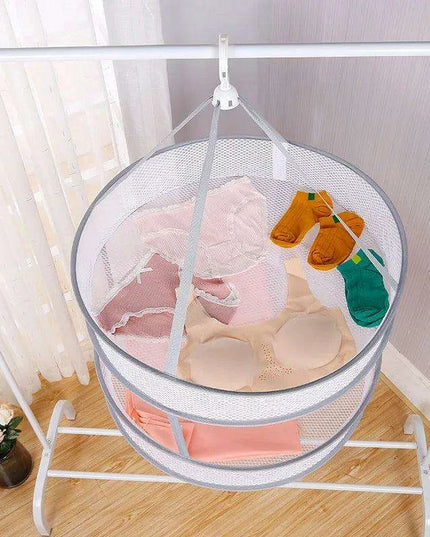 Honeycomb Windproof Portable Clothes Drying Rack with Smart Mesh Organizer