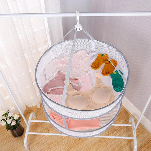 Portable Windproof Honeycomb Clothes Drying Rack - Mesh Storage Solution