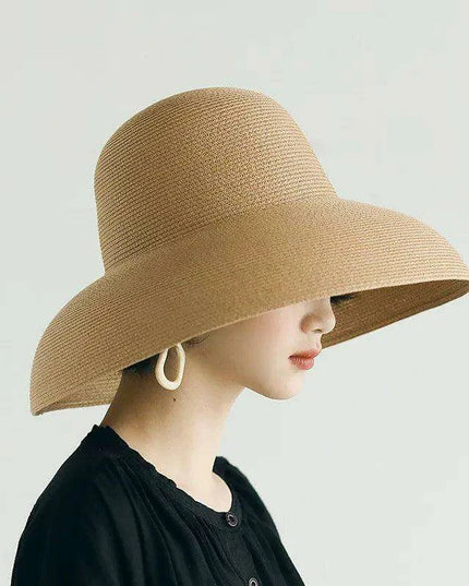 Korean-Inspired Oversized Foldable Women's Sun Hat - Ultimate 15CM Brim for Summer Getaways