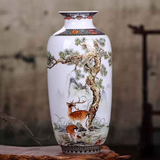 Vintage Chinese Animal Motif Ceramic Vase - Traditional Elegance