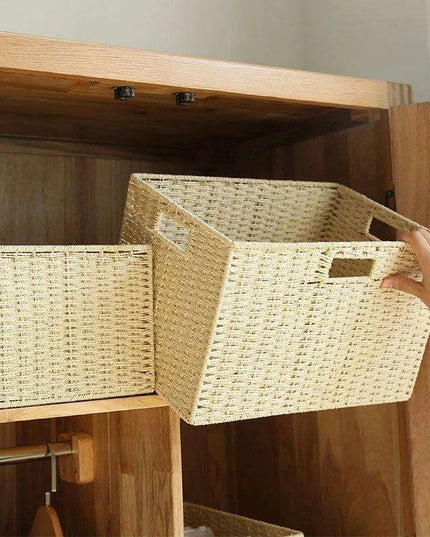 Stylish Woven Storage Basket – Versatile Organizer for Toys, Snacks, and Clothing with Convenient Handles