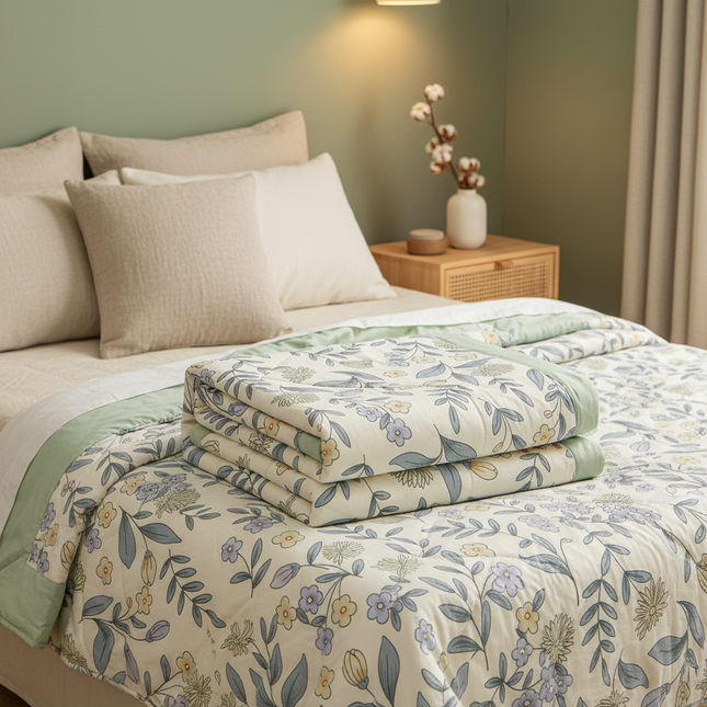 Floral Cotton Summer Quilt — Lightweight Skin-Friendly Comforter