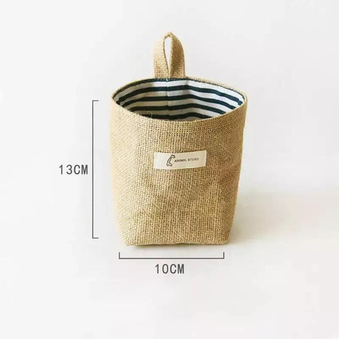 Versatile Foldable Jute and Cotton Storage Basket for Home and Travel