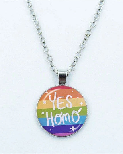 Vibrant Customizable Rainbow Glass Pendant Necklace for Love and Pride Celebration