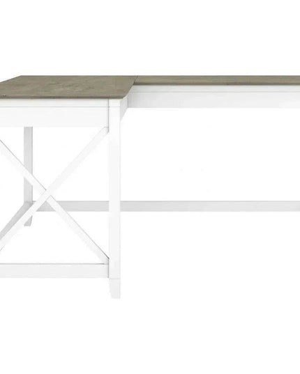 Charming 60-Inch L-Shaped Corner Desk with Rustic Weathered Finish for a Cozy Home Office