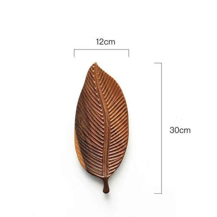 Nature-Inspired Wooden Leaf Tray - Elegant Serving and Decor Centerpiece