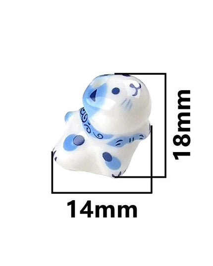 Charming Anime-Inspired Lucky Cat Ceramic Beads for Creative Jewelry Projects - 15x21mm Porcelain Essentials with Vertical Hole