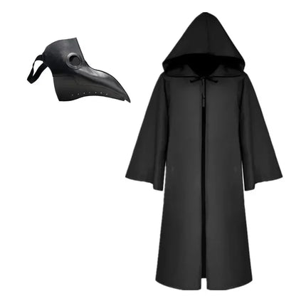 Medieval Plague Doctor Mask & Cloak Set — Adult & Kids Halloween Cosplay Costume
