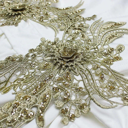 Chic Deep V-Neck Gold Embroidered Maxi Dress for Summer Evenings