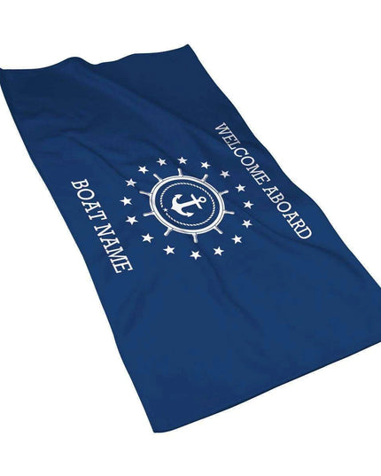 Stylish Customizable Dark Blue Nautical Microfiber Towel Set - Luxury Redefined for Every Occasion