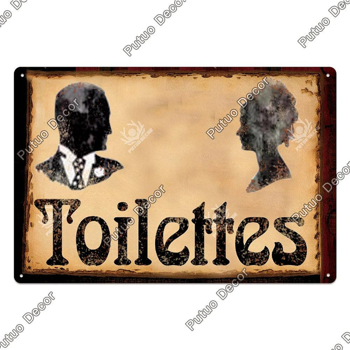 Quirky Retro Toilet Metal Wall Art for Vintage Bathroom Decor