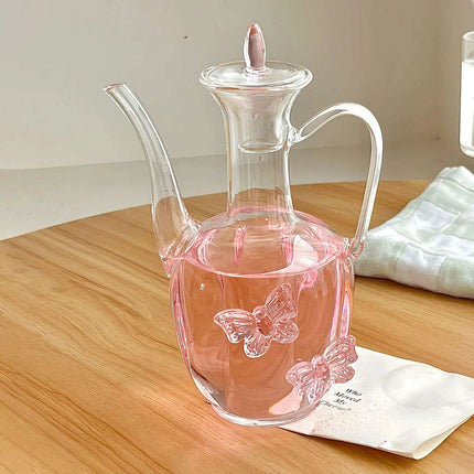 Delightful Pink Butterfly Glass Tea Set - The Ultimate Gift for Romantic Tea Lovers