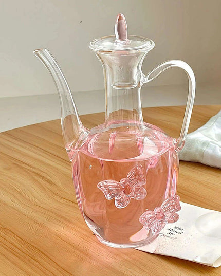Delightful Pink Butterfly Glass Tea Set - The Ultimate Gift for Romantic Tea Lovers