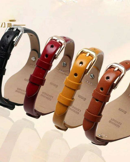 Elegant Cowhide Leather Watch Straps with Rose Steel Buckle - A Luxurious Women's Accessory