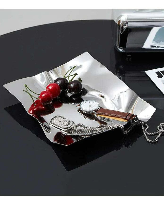 Chic Scandinavian Stainless Steel Tray - Ideal for Jewelry and Fruit Display