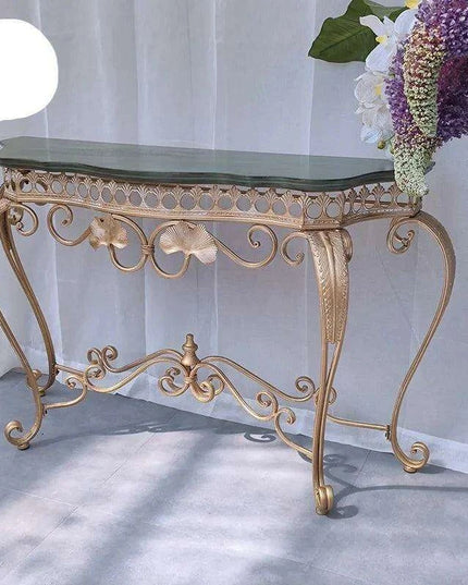 Ginkgo Elegance: Vintage American Botanical Console Table with Timeless Charm