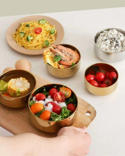 Elegant Dual-Layer Stainless Steel Bowls - Essential for Modern Korean Dining