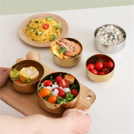 Elegant Dual-Layer Stainless Steel Bowls - Essential for Modern Korean Dining