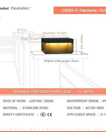 Elegant Waterproof LED Pillar Top Light for Outdoor Ambiance – Perfect for Streets, Fences, and Landscapes