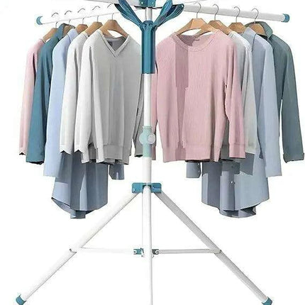 Adjustable Height Portable Tripod Clothes Drying Rack with Windproof Clips