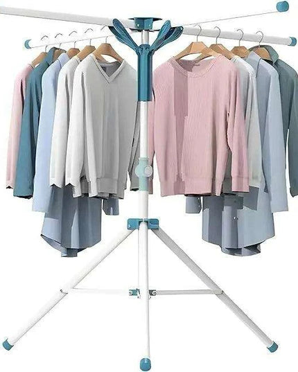 Adjustable Height Portable Tripod Clothes Drying Rack with Windproof Clips