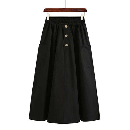 High-Waisted Flowing Casual Skirt for Women - Solid Color Long Dress for Spring and Summer