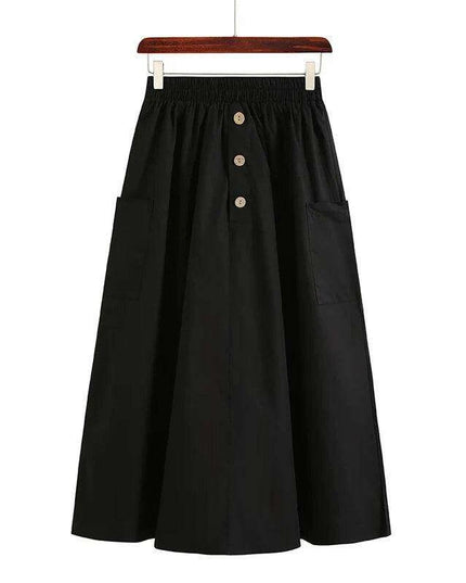 High-Waisted Flowing Casual Skirt for Women - Solid Color Long Dress for Spring and Summer