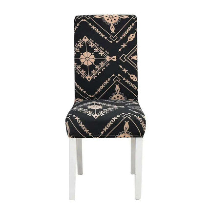 Elegant Geometric Blue-Grey Stretch Chair Covers for Stylish Dining Experiences