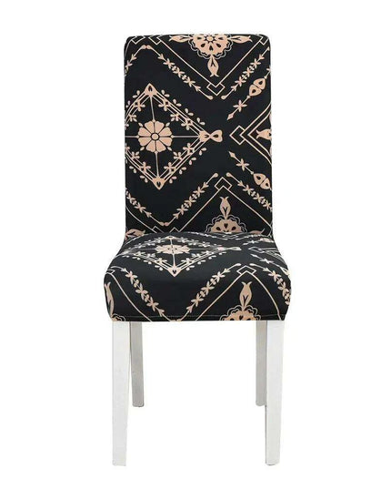 Elegant Geometric Blue-Grey Stretch Chair Covers for Stylish Dining Experiences