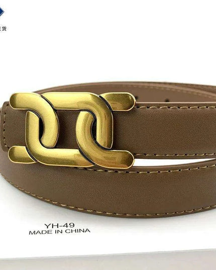 Chic Women's Leather Waist Belt with Modern Buckle Design | Fashionable Korean Trend