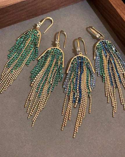 Sparkling Rhinestone and Tassel Earrings - Elegant Fashion Accent