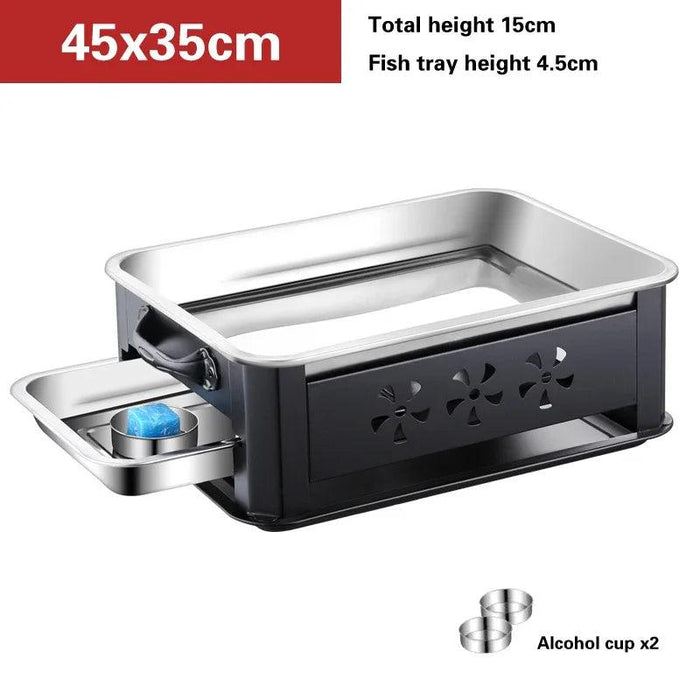 Deluxe Stainless Steel Fish Grilling Kit with Infusion Tray and Korean BBQ Features