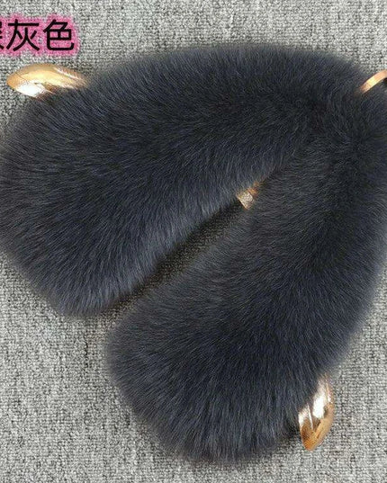 Luxury Fox Fur Winter Scarf with Versatile Detachable Collar - A Statement of Winter Elegance