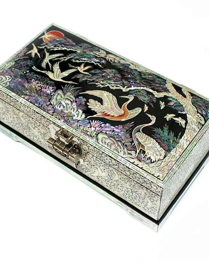 Elegant Handcrafted Mother of Pearl Jewelry Box with Mirror - Stylish Vanity Organizer for Women