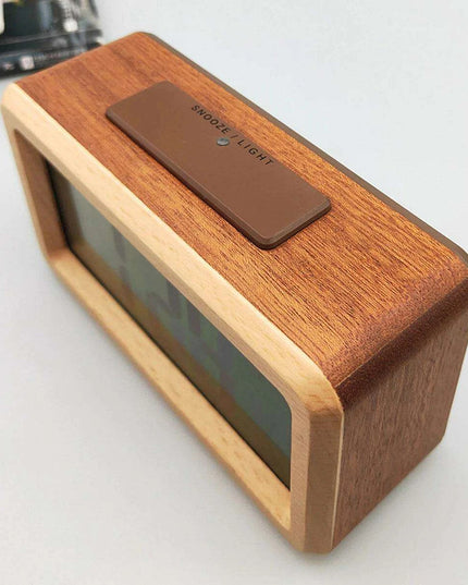 Stylish Wooden Alarm Clock with Temperature and Calendar - Ideal Decorative Gift for Home or Office