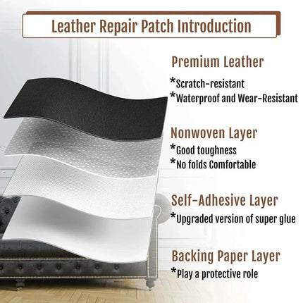 Leather Repair Patch - Quick and Easy Fix for Furniture, Apparel, and Footwear