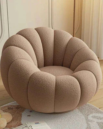 Transformative Rotating Pumpkin Plush Lounge Chair - Chic Seating Solution for Contemporary Interiors