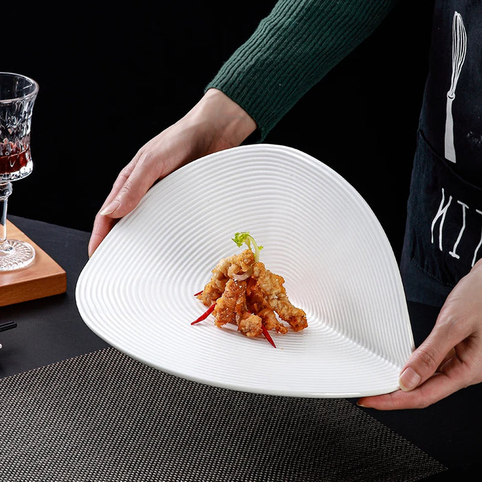 European Ceramic Dinner Plate Set with Unique Irregular Design for Elegant Dining