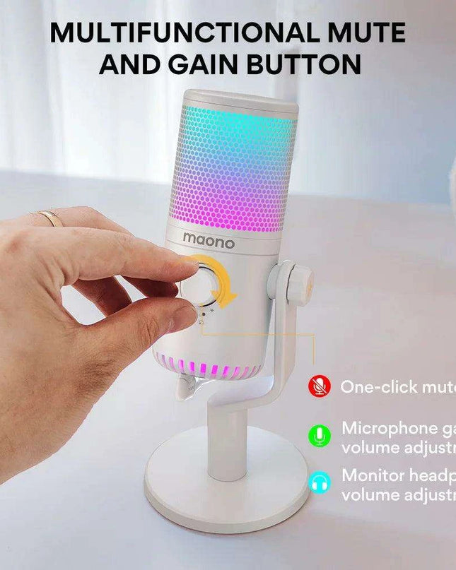 Dynamic RGB Gaming Microphone with Adjustable Sound Control for Enhanced Audio Experience