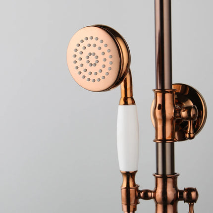 KEMAIDI Solid Brass Bathroom Shower Systerm Bathtub Mixer Rainfall Hand Shower & Spray Shower Facuet Rose Golden Shower Faucet kemaidi-solid-brass-bathroom-shower-systerm-bathtub-mixer-rainfall-hand-shower-spray-shower-facuet-rose-golden-shower-faucet