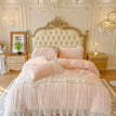 Pink / Queen Size 4pcs / Flat Bed Sheet