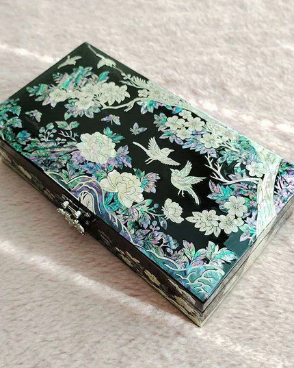 Elegant Mother of Pearl Jewelry Chest - Artisanal Wooden Organizer