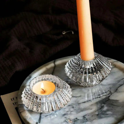 Elegant Double-Sided Glass Candle Holder - Ideal for Weddings and Special Occasions