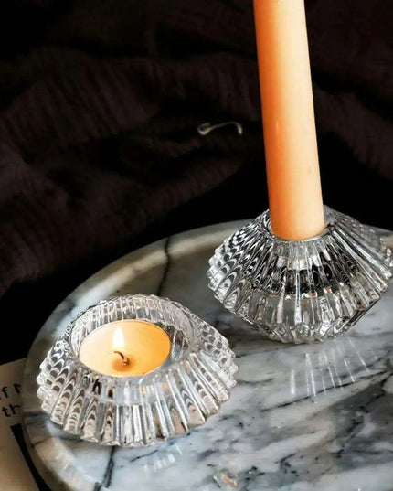Elegant Double-Sided Glass Candle Holder - Ideal for Weddings and Special Occasions