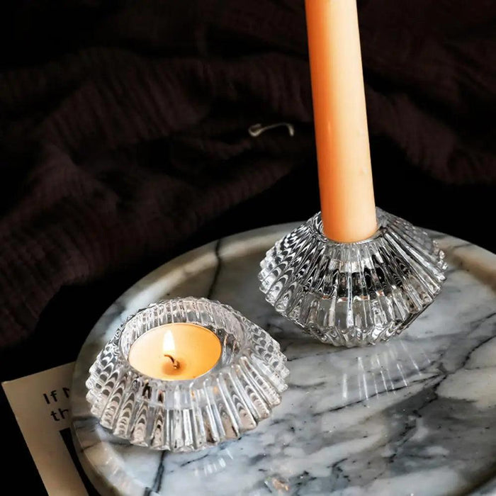 Elegant Double-Sided Glass Candle Holder - Ideal for Weddings and Special Occasions