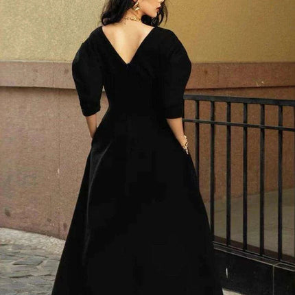 V-Neck Short Sleeve Swing Dress for Women