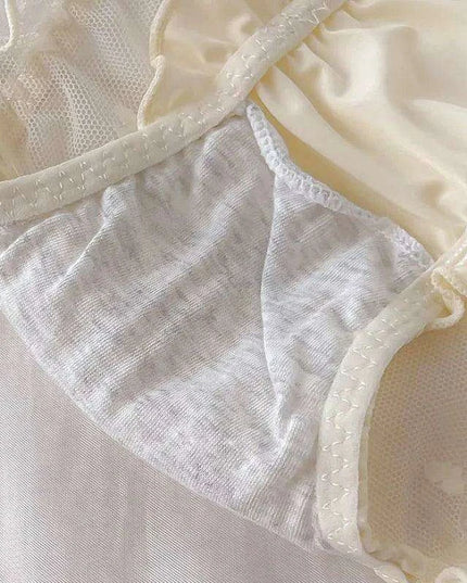 Charming Princess-Inspired Satin Lace Bow Women's Panties - Soft Ruffled Mesh Underwear for All-Day Comfort