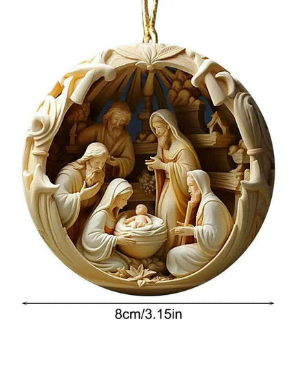 Elegant Acrylic Jesus Nativity Family Christmas Tree Decor Ornament Set